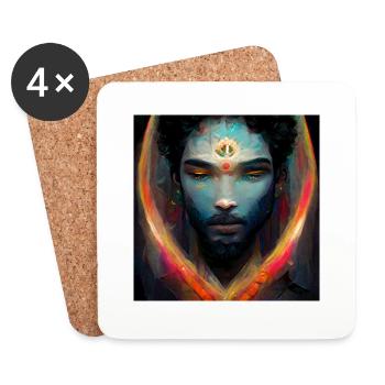 3rd EYE Divine male SATURN - Coasters (set of 4) - white - Front