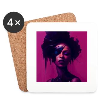 Beautiful african Woman black red portrait motifs - Coasters (set of 4) - white - Front