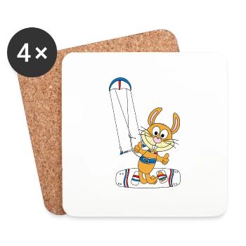 HASE - KANINCHEN - KITESURFER - KITE - KITEN - Untersetzer (4er-Set) - Weiß - Vorne