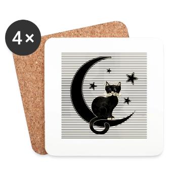 Chat - Dessous de verre (lot de 4) - blanc - Devant