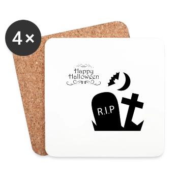 tombe RIP pierre tombale d'halloween - Dessous de verre (lot de 4) - blanc - Devant