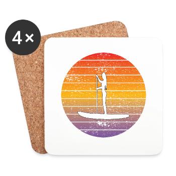 Stand Up Paddling Stand-Up Paddling Stand-Up Paddler Surfing - Coasters (set of 4) - white - Front