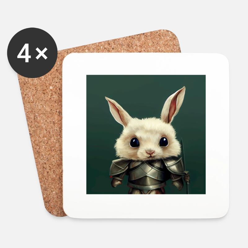 Cute little rabbit in knight - Untersetzer (4er-Set) - Weiß