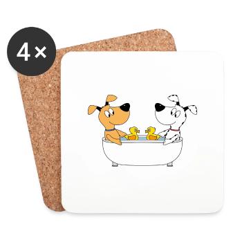 HUNDE - BADEWANNE - BADEENTEN - LIEBE - HUND - Untersetzer (4er-Set) - Weiß - Vorne