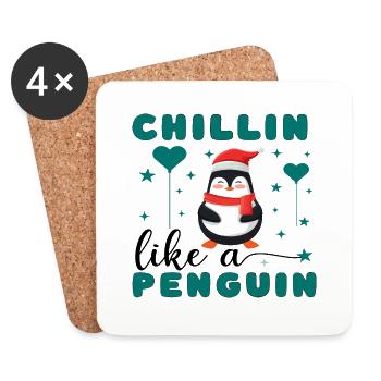 Chillin comme un pingouin - Dessous de verre (lot de 4) - blanc - Devant
