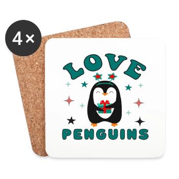 J’adore les pingouins - Dessous de verre (lot de 4) - blanc - Devant