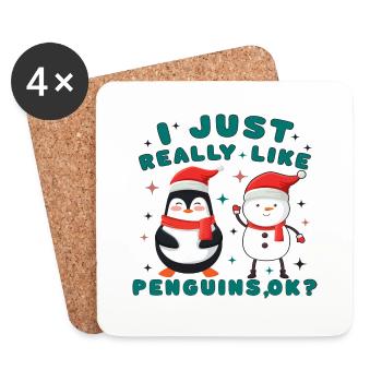 J’aime vraiment les pingouins, d’accord? - Dessous de verre (lot de 4) - blanc - Devant