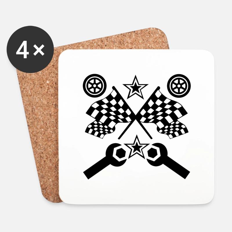 Auto - Untersetzer (4er-Set) - Weiß