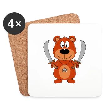 TEDDYBÄR - PIRAT - TEDDY - MEER - SEE - Untersetzer (4er-Set) - Weiß - Vorne