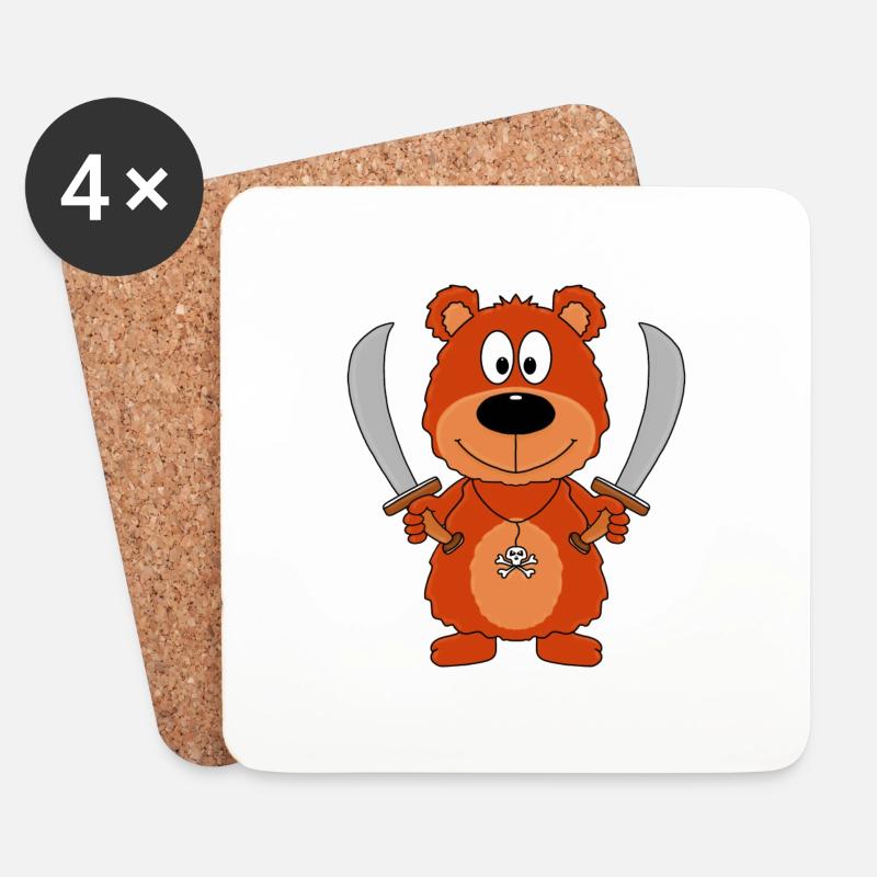 TEDDYBÄR - PIRAT - TEDDY - MEER - SEE - Untersetzer (4er-Set) - Weiß