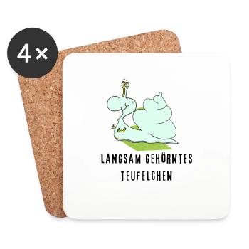 langsam gehörntes Teufelchen - Untersetzer (4er-Set) - Weiß - Vorne