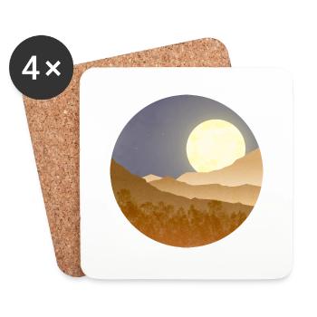 Moon in night landscape - Coasters (set of 4) - white - Front