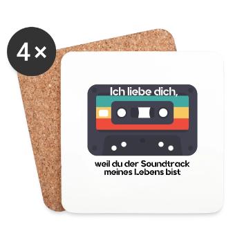Du bist der Soundtrack meines Lebens - I love you - Untersetzer (4er-Set) - Weiß - Vorne