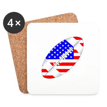 Drapeau de ballon de football américain - Dessous de verre (lot de 4) - blanc - Devant