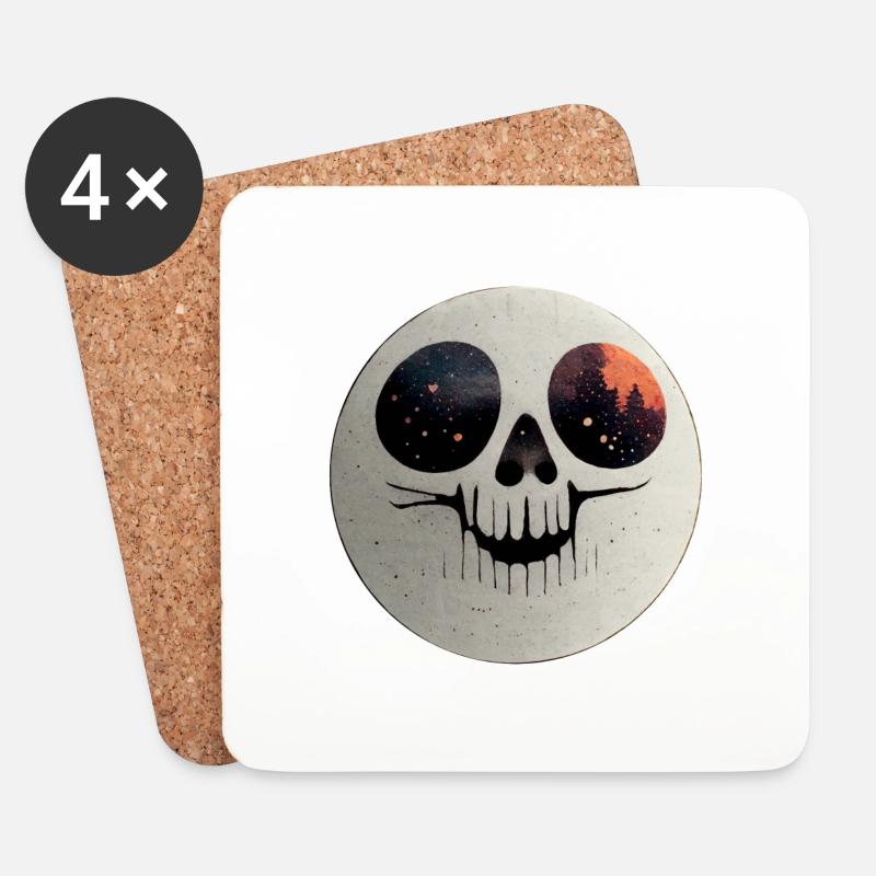 Happy Skull - Untersetzer (4er-Set) - Weiß
