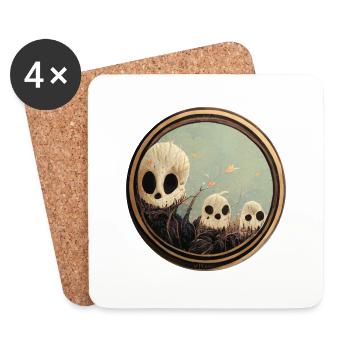 Skulls - Untersetzer (4er-Set) - Weiß - Vorne