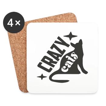 Crazy Cats - Untersetzer (4er-Set) - Weiß - Vorne