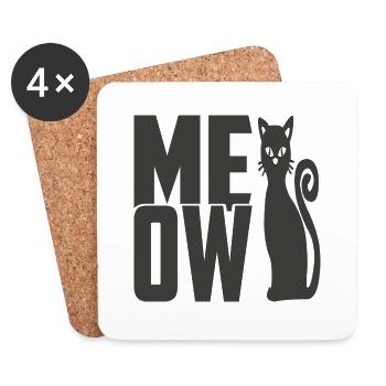 Meow Katze - Untersetzer (4er-Set) - Weiß - Vorne