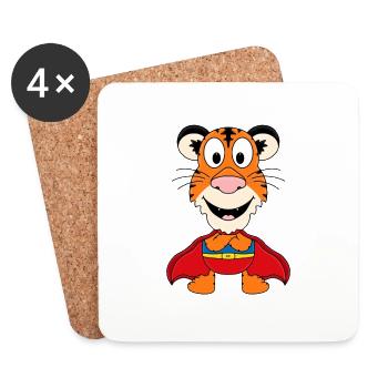 TIGER - SUPERHELD - HELD - TIER - KIND - BABY - Untersetzer (4er-Set) - Weiß - Vorne