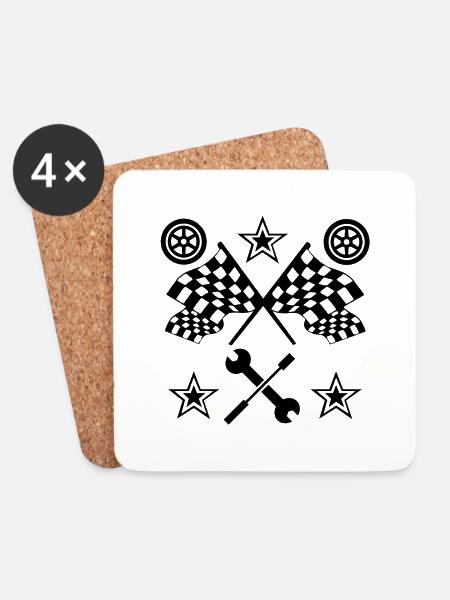 Auto - Untersetzer (4er-Set) - Weiß
