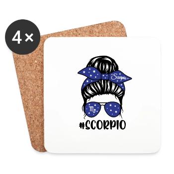 Scorpio Zodiac Sign Messy Bun Girl - Coasters (set of 4) - white - Front
