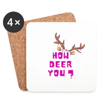 HowDeeryou? Cup Pink Reindeer Cup Christmas - Coasters (set of 4) - white - Front