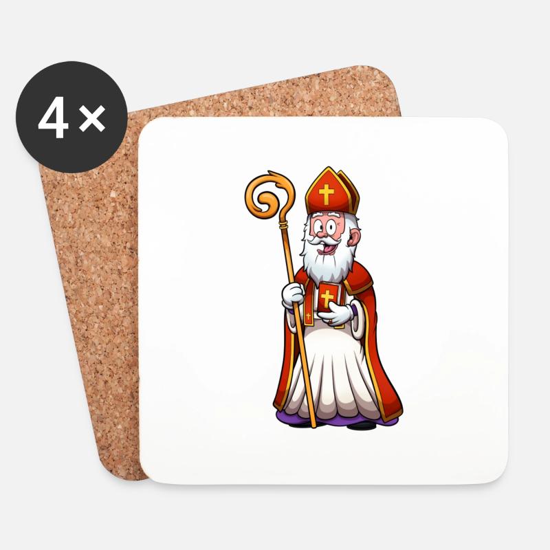Sankt Nikolaus - Untersetzer (4er-Set) - Weiß