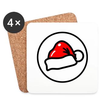 Christmas Christmas Hat Xmas Cap Santa - Coasters (set of 4) - white - Front