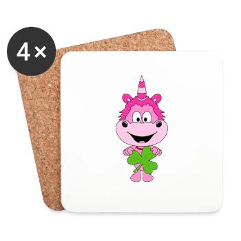 EINHORN - KLEEBLATT - KIND - BABY - Untersetzer (4er-Set) - Weiß - Vorne