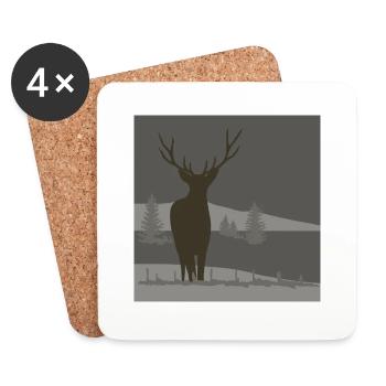 Deer in the mountains. - Coasters (set of 4) - white - Front