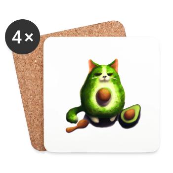 Avocado Cat - Untersetzer (4er-Set) - Weiß - Vorne