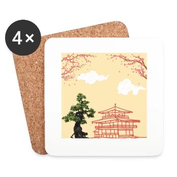 Nihon no jinja - Temple Japonais - Dessous de verre (lot de 4) - blanc - Devant