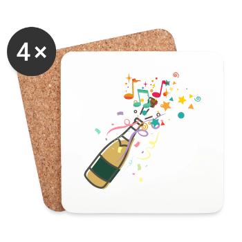 Bouteille ,musical éclat festif - Dessous de verre (lot de 4) - blanc - Devant