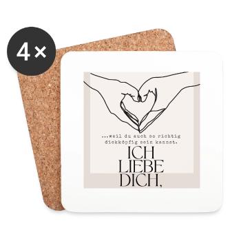 Ich liebe dich mein Dickkopf - Liebeserklärung - Untersetzer (4er-Set) - Weiß - Vorne