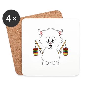 KATZE - KATER - LATERNE - LATERNENUMZUG - Untersetzer (4er-Set) - Weiß - Vorne