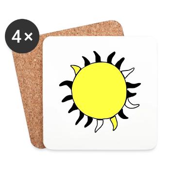 Sonne Sommer Aquarell Natur Strand Himmel Vektor - Untersetzer (4er-Set) - Weiß - Vorne