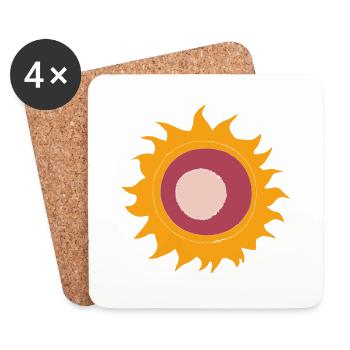 Sonne Sommer Aquarell Natur Strand Himmel Vektor 9 - Untersetzer (4er-Set) - Weiß - Vorne