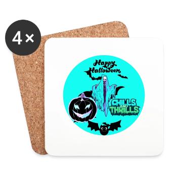 Halloween, bats and pumpkin - Coasters (set of 4) - white - Front