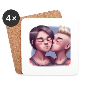 LGBT Queer Kuss 🌈🌈 - Untersetzer (4er-Set) - Weiß - Vorne