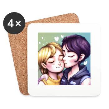LGBT Queer kiss 🌈🌈 - Coasters (set of 4) - white - Front