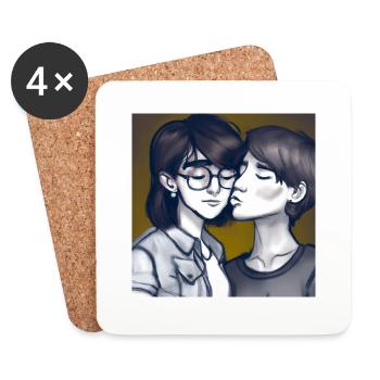 LGBT Queer Kuss 🌈🌈 - Untersetzer (4er-Set) - Weiß - Vorne