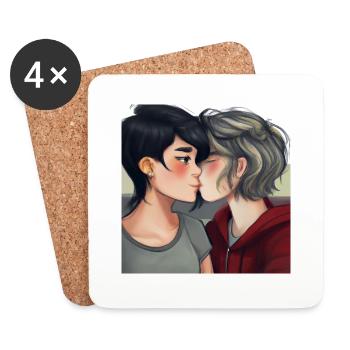 LGBT Queer Kuss 🌈🌈 - Untersetzer (4er-Set) - Weiß - Vorne