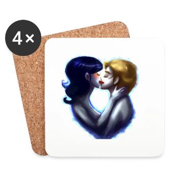 LGBT Queer Kuss 🌈🌈 - Untersetzer (4er-Set) - Weiß - Vorne