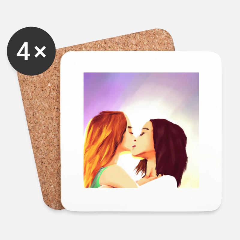LGBT Queer Kuss 🌈🌈 - Untersetzer (4er-Set) - Weiß