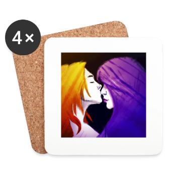LGBT Queer Kuss 🌈🌈 - Untersetzer (4er-Set) - Weiß - Vorne