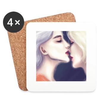 LGBT Queer Kuss 🌈🌈 - Untersetzer (4er-Set) - Weiß - Vorne