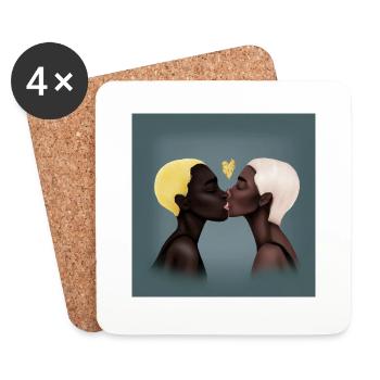 LGBT Queer kiss 🌈🌈 - Coasters (set of 4) - white - Front