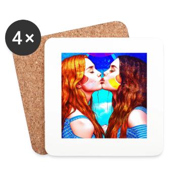 LGBT Queer Kuss 🌈🌈 - Untersetzer (4er-Set) - Weiß - Vorne