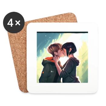 LGBT Queer Kuss 🌈🌈 - Untersetzer (4er-Set) - Weiß - Vorne