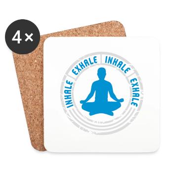 Inspirez expirez Yoga citation - Dessous de verre (lot de 4) - blanc - Devant
